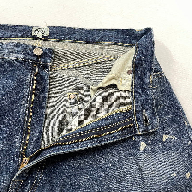 【中古品】【メンズ】 GOLD ゴールド RECYCLED WASTE SUVIN COTTON YARN 14OZ DENIM 5POCKET WIDE PANTS GL42579H リサイクルド ウェスト スヴィンコットン ヤーン ボトムス ジーンズ デニム 156-260719-sa-08-tei サイズ：L カラー：インディゴ 万代Net店