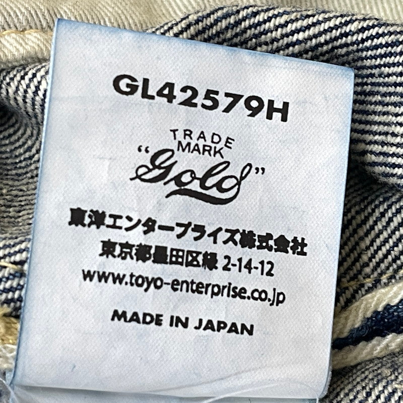【中古品】【メンズ】 GOLD ゴールド RECYCLED WASTE SUVIN COTTON YARN 14OZ DENIM 5POCKET WIDE PANTS GL42579H リサイクルド ウェスト スヴィンコットン ヤーン ボトムス ジーンズ デニム 156-260719-sa-08-tei サイズ：L カラー：インディゴ 万代Net店
