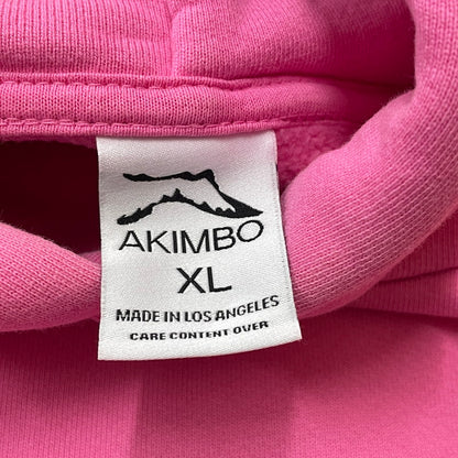 【現状渡し品】【メンズ】 AKIMBO CLUB アキンボ クラブ BOX SIRUETTO HOODIE ボックス シルエット フーディ トップス プルオーバーパーカー 142-260719-sa-03-tei サイズ：XL カラー：ピンク 万代Net店