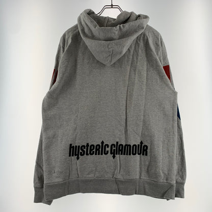 【中古品】【メンズ】 HYSTERIC GLAMOUR ヒステリックグラマー HYS FLARE LOGO HOODIE 02261CF01 フレア ロゴ フーディ トップス フルジップパーカー 140-260720-ko-18-tei サイズ：L カラー：グレー 万代Net店