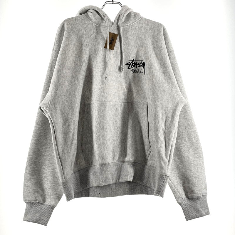 【中古品】【メンズ】 STUSSY ステューシー SEOUL LOGO HOODIE 392380 ロゴ フーディ 長袖 トップス プルオーバーパーカー 142-260720-sa-28-tei サイズ：L カラー：グレー系 万代Net店