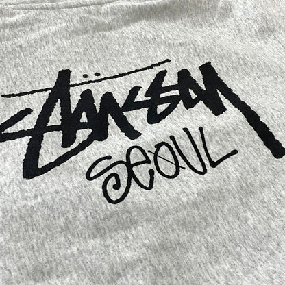 【中古品】【メンズ】 STUSSY ステューシー SEOUL LOGO HOODIE 392380 ロゴ フーディ 長袖 トップス プルオーバーパーカー 142-260720-sa-28-tei サイズ：L カラー：グレー系 万代Net店