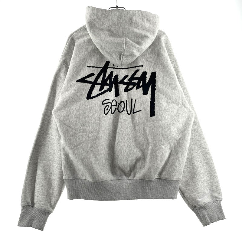 【中古品】【メンズ】 STUSSY ステューシー SEOUL LOGO HOODIE 392380 ロゴ フーディ 長袖 トップス プルオーバーパーカー 142-260720-sa-28-tei サイズ：L カラー：グレー系 万代Net店