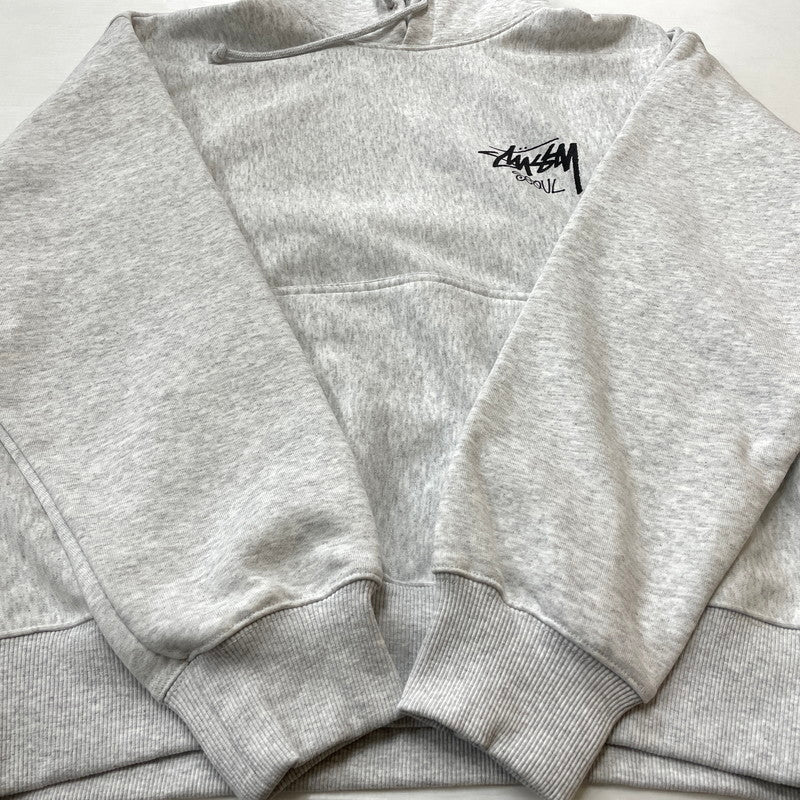 【中古品】【メンズ】 STUSSY ステューシー SEOUL LOGO HOODIE 392380 ロゴ フーディ 長袖 トップス プルオーバーパーカー 142-260720-sa-28-tei サイズ：L カラー：グレー系 万代Net店