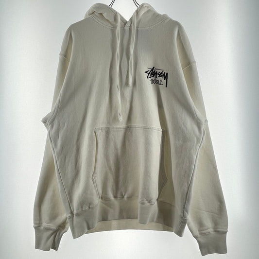 【中古品】【メンズ】 STUSSY ステューシー SEOUL LOGO HOODIE 392380 ロゴ フーディ 長袖 トップス プルオーバーパーカー 142-260720-sa-30-tei サイズ：L カラー：ホワイト系 万代Net店