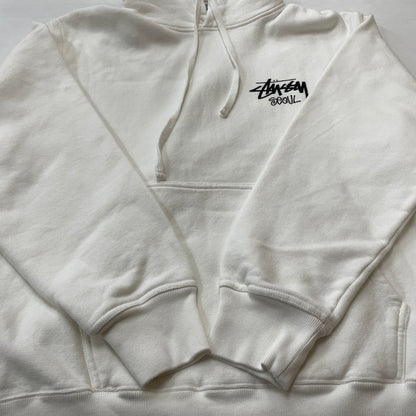 【中古品】【メンズ】 STUSSY ステューシー SEOUL LOGO HOODIE 392380 ロゴ フーディ 長袖 トップス プルオーバーパーカー 142-260720-sa-30-tei サイズ：L カラー：ホワイト系 万代Net店