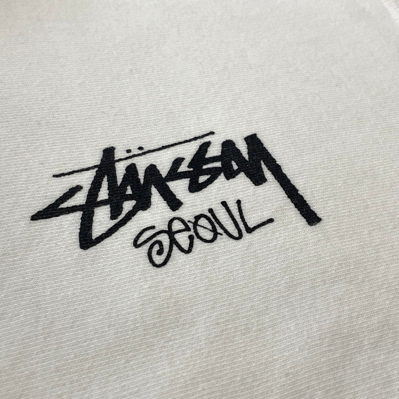 【中古品】【メンズ】 STUSSY ステューシー SEOUL LOGO HOODIE 392380 ロゴ フーディ 長袖 トップス プルオーバーパーカー 142-260720-sa-30-tei サイズ：L カラー：ホワイト系 万代Net店