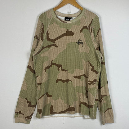 【中古品】【メンズ】 STUSSY ステューシー BASIC STUSSY THERMAL 1140356 ベーシック ステューシー サーマル 長袖 トップス　 142-260721-sa-17-tei サイズ：L カラー：カモ柄 万代Net店