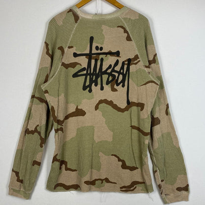 【中古品】【メンズ】 STUSSY ステューシー BASIC STUSSY THERMAL 1140356 ベーシック ステューシー サーマル 長袖 トップス　 142-260721-sa-17-tei サイズ：L カラー：カモ柄 万代Net店