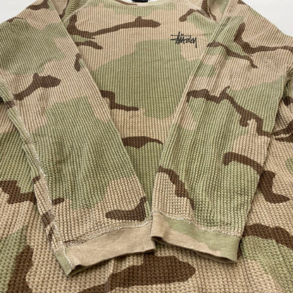 【中古品】【メンズ】 STUSSY ステューシー BASIC STUSSY THERMAL 1140356 ベーシック ステューシー サーマル 長袖 トップス　 142-260721-sa-17-tei サイズ：L カラー：カモ柄 万代Net店