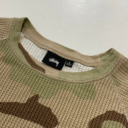 【中古品】【メンズ】 STUSSY ステューシー BASIC STUSSY THERMAL 1140356 ベーシック ステューシー サーマル 長袖 トップス　 142-260721-sa-17-tei サイズ：L カラー：カモ柄 万代Net店