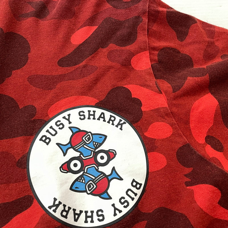 【中古品】【メンズ】 A BATHIBG APE ア ベイシング エイプ SHARK L/S TEE 001LTI301007M シャーク ロング スリーブ Tシャツ 長袖 トップス 142-260731-sa-10-tei サイズ：XL カラー：レッド 万代Net店