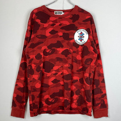 【中古品】【メンズ】 A BATHIBG APE ア ベイシング エイプ SHARK L/S TEE 001LTI301007M シャーク ロング スリーブ Tシャツ 長袖 トップス 142-260731-sa-10-tei サイズ：XL カラー：レッド 万代Net店