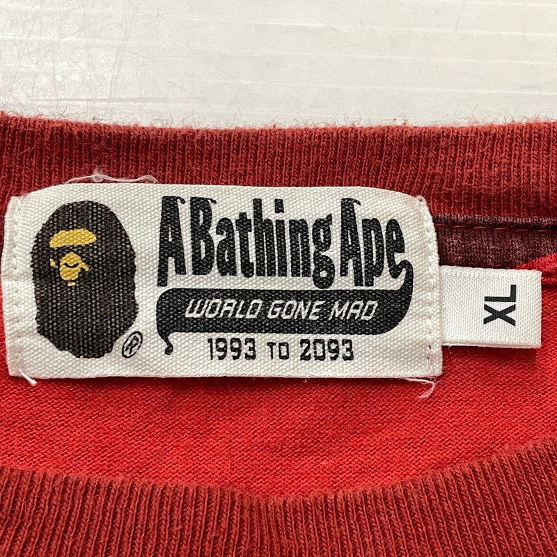 【中古品】【メンズ】 A BATHIBG APE ア ベイシング エイプ SHARK L/S TEE 001LTI301007M シャーク ロング スリーブ Tシャツ 長袖 トップス 142-260731-sa-10-tei サイズ：XL カラー：レッド 万代Net店