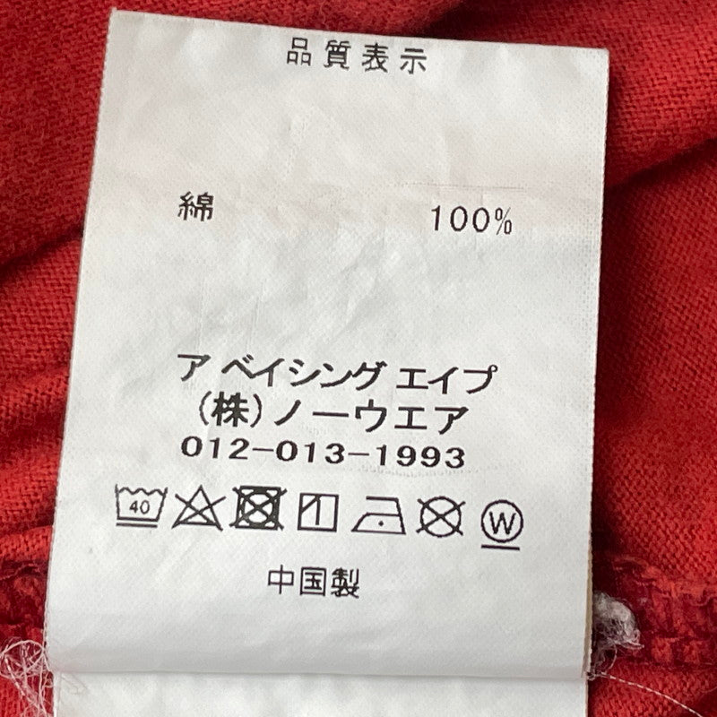 【中古品】【メンズ】 A BATHIBG APE ア ベイシング エイプ SHARK L/S TEE 001LTI301007M シャーク ロング スリーブ Tシャツ 長袖 トップス 142-260731-sa-10-tei サイズ：XL カラー：レッド 万代Net店