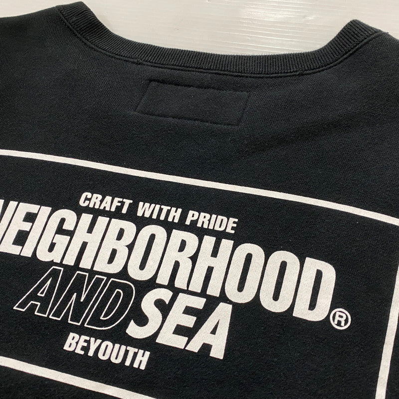 【中古品】【メンズ】 NEIGHBORHOOD ネイバーフッド × WINDANDSEA ウィンダンシー 別注コラボ LOGOSWEAT 231UWWSN ロゴ スウェット トップス トレ－ナー 142-260721-sa-04-tei サイズ：S カラー：ブラック 万代Net店