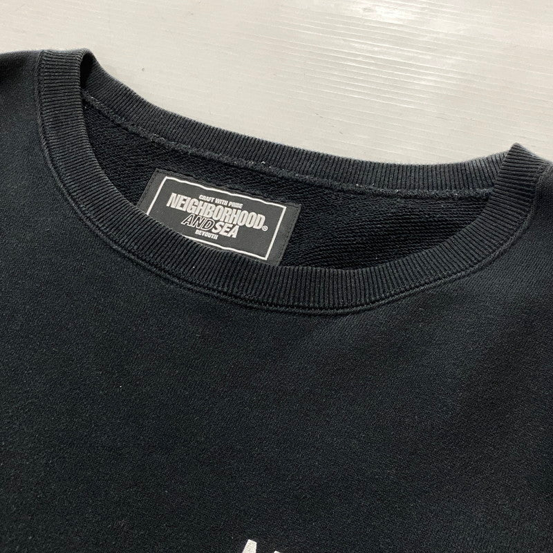 【中古品】【メンズ】 NEIGHBORHOOD ネイバーフッド × WINDANDSEA ウィンダンシー 別注コラボ LOGOSWEAT 231UWWSN ロゴ スウェット トップス トレ－ナー 142-260721-sa-04-tei サイズ：S カラー：ブラック 万代Net店