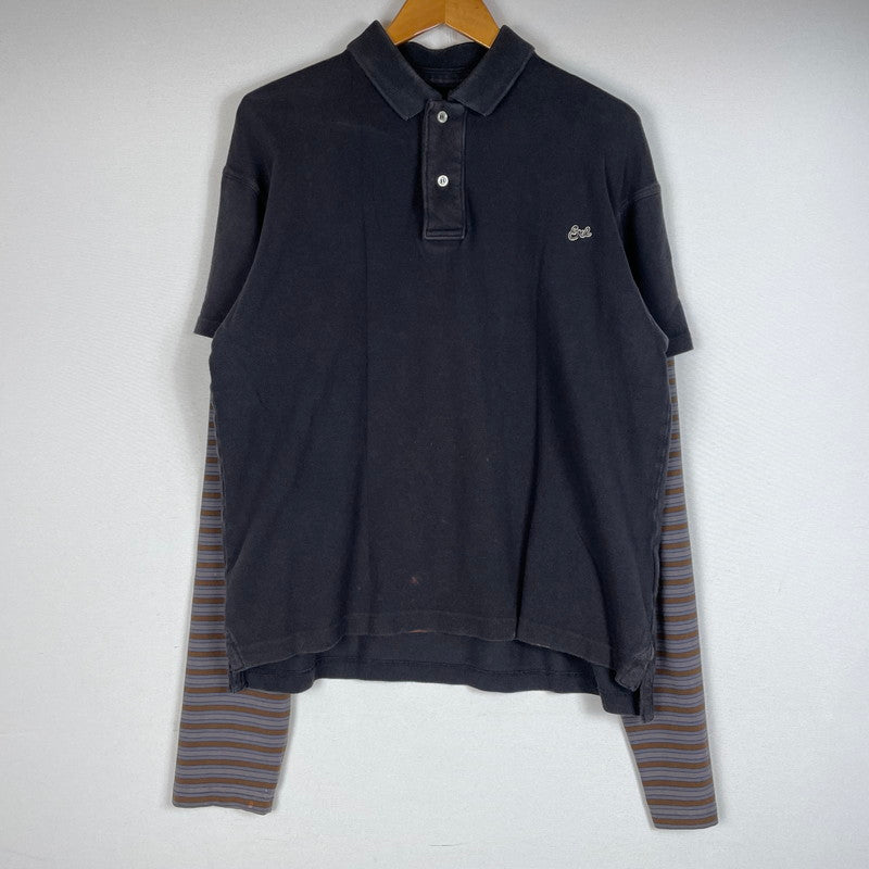 【現状渡し品】【メンズ】 ERL イーアールエル DOUBLE SLEEVE P0LO T-SHIRT ダブルスリーブ ポロTシャツ トップス 141-260725-ss-02-tei サイズ：S カラー：ブラック 万代Net店