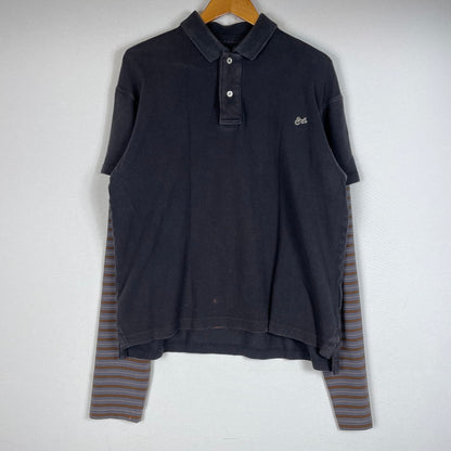 【現状渡し品】【メンズ】 ERL イーアールエル DOUBLE SLEEVE P0LO T-SHIRT ダブルスリーブ ポロTシャツ トップス 141-260725-ss-02-tei サイズ：S カラー：ブラック 万代Net店