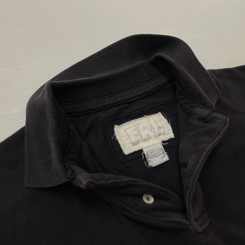 【現状渡し品】【メンズ】 ERL イーアールエル DOUBLE SLEEVE P0LO T-SHIRT ダブルスリーブ ポロTシャツ トップス 141-260725-ss-02-tei サイズ：S カラー：ブラック 万代Net店