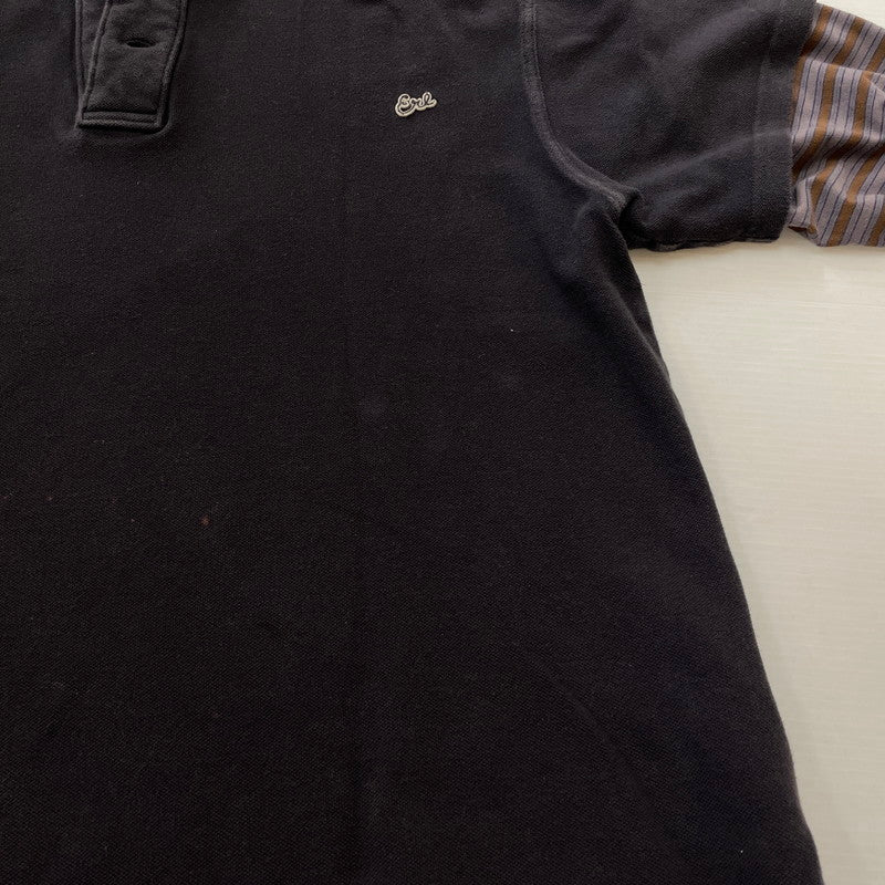 【現状渡し品】【メンズ】 ERL イーアールエル DOUBLE SLEEVE P0LO T-SHIRT ダブルスリーブ ポロTシャツ トップス 141-260725-ss-02-tei サイズ：S カラー：ブラック 万代Net店