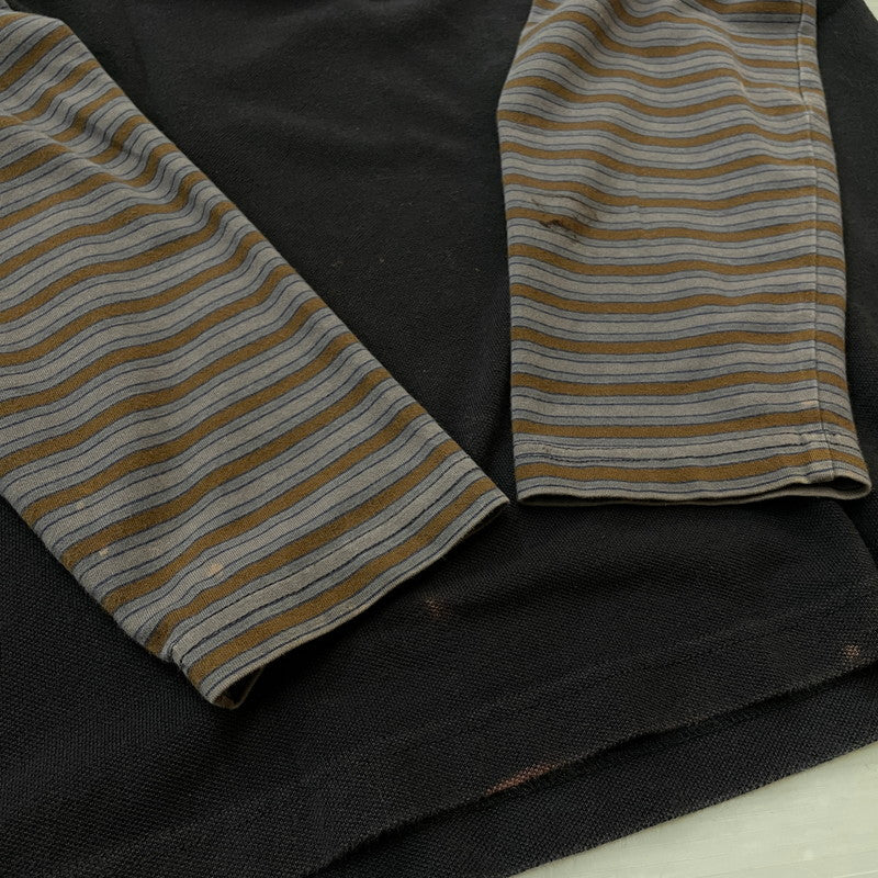 【現状渡し品】【メンズ】 ERL イーアールエル DOUBLE SLEEVE P0LO T-SHIRT ダブルスリーブ ポロTシャツ トップス 141-260725-ss-02-tei サイズ：S カラー：ブラック 万代Net店
