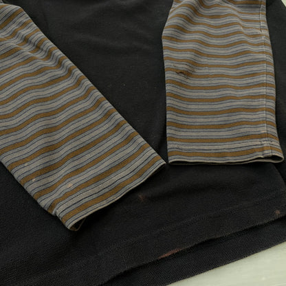【現状渡し品】【メンズ】 ERL イーアールエル DOUBLE SLEEVE P0LO T-SHIRT ダブルスリーブ ポロTシャツ トップス 141-260725-ss-02-tei サイズ：S カラー：ブラック 万代Net店