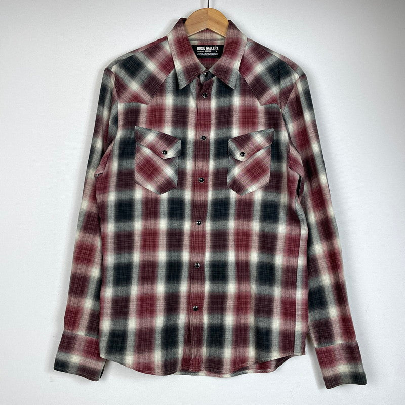 【中古品】【メンズ】 RUDE GALLERY ルードギャラリー OMBRE CHECK L/S SHIRT オンブレチェック ロングスリーブシャツ 長袖トップス 140-260725-ss-06-tei サイズ：4 カラー：レッド 万代Net店