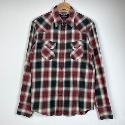 【中古品】【メンズ】 RUDE GALLERY ルードギャラリー OMBRE CHECK L/S SHIRT オンブレチェック ロングスリーブシャツ 長袖トップス 140-260725-ss-06-tei サイズ：4 カラー：レッド 万代Net店