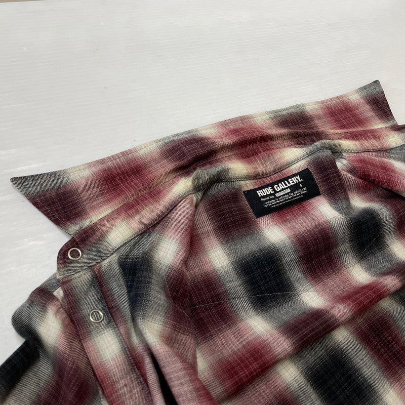 【中古品】【メンズ】 RUDE GALLERY ルードギャラリー OMBRE CHECK L/S SHIRT オンブレチェック ロングスリーブシャツ 長袖トップス 140-260725-ss-06-tei サイズ：4 カラー：レッド 万代Net店
