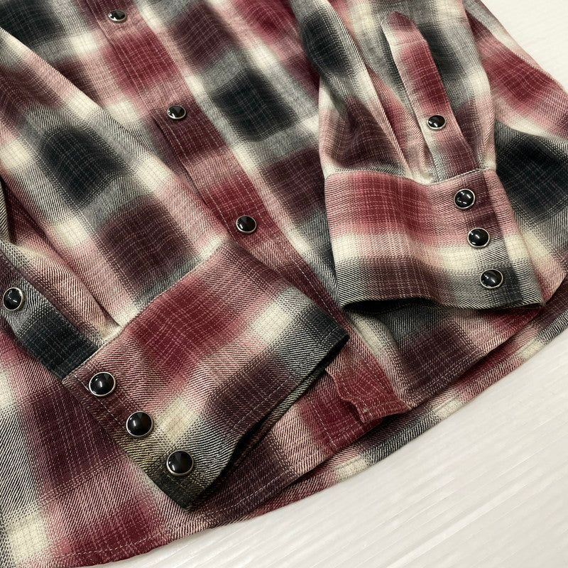 【中古品】【メンズ】 RUDE GALLERY ルードギャラリー OMBRE CHECK L/S SHIRT オンブレチェック ロングスリーブシャツ 長袖トップス 140-260725-ss-06-tei サイズ：4 カラー：レッド 万代Net店
