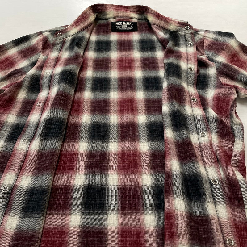 【中古品】【メンズ】 RUDE GALLERY ルードギャラリー OMBRE CHECK L/S SHIRT オンブレチェック ロングスリーブシャツ 長袖トップス 140-260725-ss-06-tei サイズ：4 カラー：レッド 万代Net店