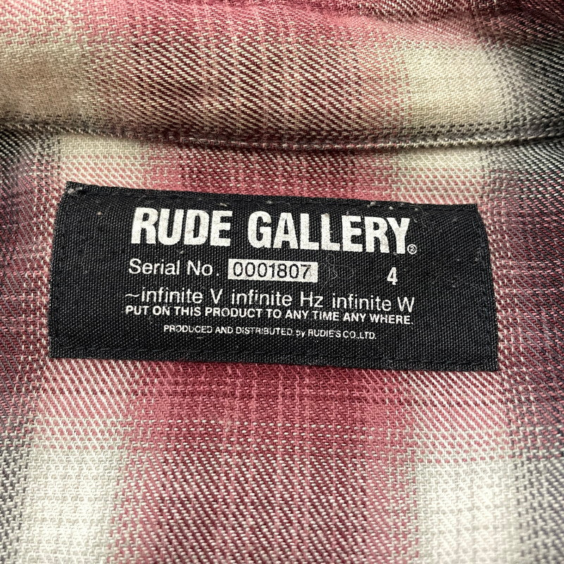 【中古品】【メンズ】 RUDE GALLERY ルードギャラリー OMBRE CHECK L/S SHIRT オンブレチェック ロングスリーブシャツ 長袖トップス 140-260725-ss-06-tei サイズ：4 カラー：レッド 万代Net店