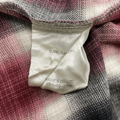 【中古品】【メンズ】 RUDE GALLERY ルードギャラリー OMBRE CHECK L/S SHIRT オンブレチェック ロングスリーブシャツ 長袖トップス 140-260725-ss-06-tei サイズ：4 カラー：レッド 万代Net店