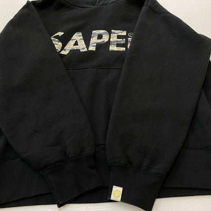 【中古品】【メンズ】 SAPEUR サプール CAMOUFLAGE LOGO FOODIE 迷彩 ロゴ フーディー 長袖 トップス プルオーバーパーカー 142-260724-sa-20-tei サイズ：M カラー：ブラック 万代Net店