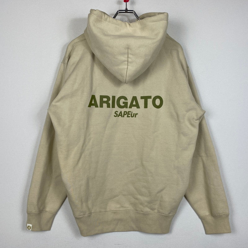 【現状渡し品】【メンズ】 SAPEUR サプール CAMOUFLAGE LOGO FOODIE 迷彩 ロゴ フーディー 長袖 トップス プルオーバーパーカー 142-260724-sa-19-tei サイズ：L カラー：ベージュ 万代Net店