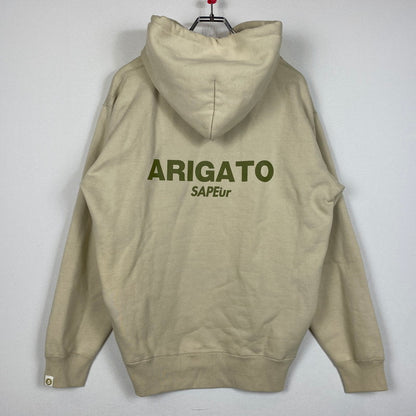 【現状渡し品】【メンズ】 SAPEUR サプール CAMOUFLAGE LOGO FOODIE 迷彩 ロゴ フーディー 長袖 トップス プルオーバーパーカー 142-260724-sa-19-tei サイズ：L カラー：ベージュ 万代Net店