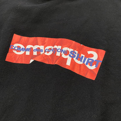 【中古品】【メンズ】 SUPREME シュプリーム × COMME DES GARCONS コムデ ギャルソン 別注コラボ 17SS BOX LOGO HOODED SWEAT 2017年春夏 ボックス ロゴ フーディー トップス プルオーバーパーカー 149-260724-sa-18-tei サイズ：M カラー：ブラック 万代Net店