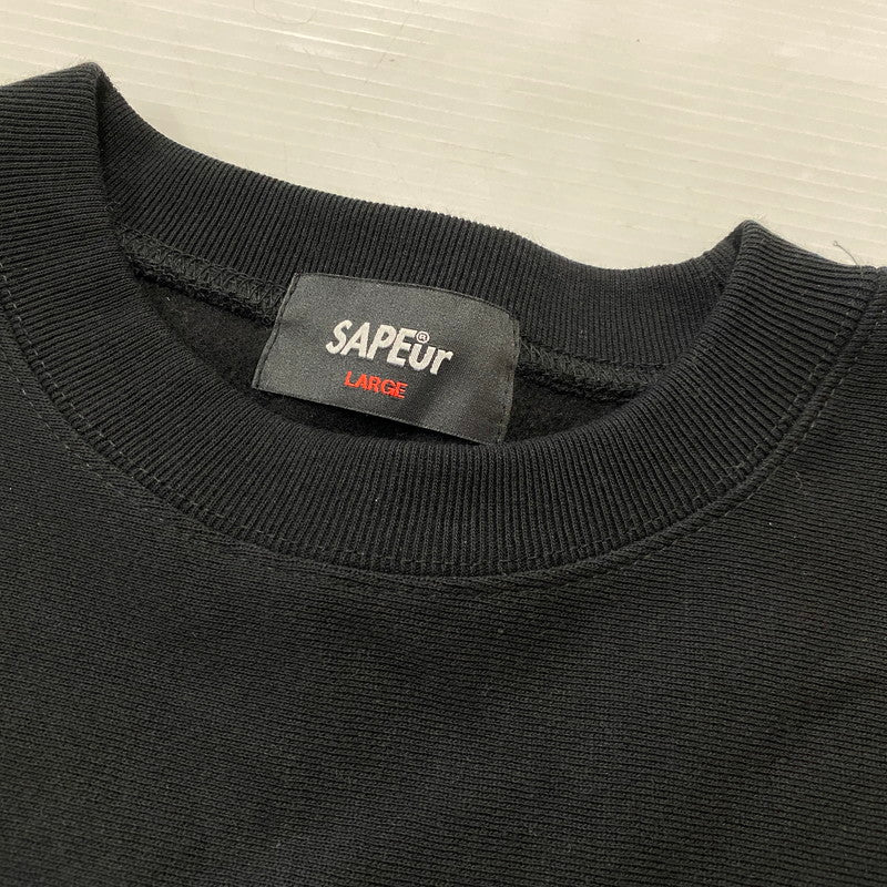 【中古品】【メンズ】 SAPEUR サプール SWEAT スウェット 長袖 トップス トレーナー 142-260724-sa-16-tei サイズ：L カラー：ブラック 万代Net店