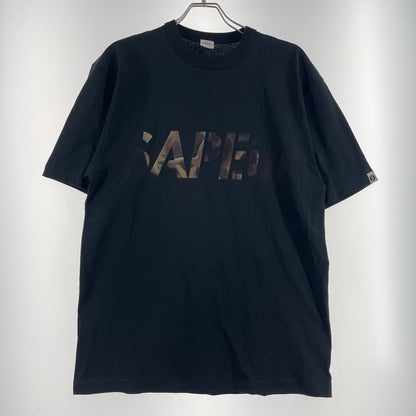 【中古品】【メンズ】 SAPEur サプール LOGO PRINT S/S TEE ロゴプリント ショートスリーブTシャツ 半袖トップス 142-260806-ss-02-tei サイズ：L　※タグ付き カラー：ブラック 万代Net店