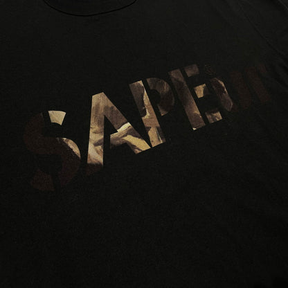 【中古品】【メンズ】 SAPEur サプール LOGO PRINT S/S TEE ロゴプリント ショートスリーブTシャツ 半袖トップス 142-260806-ss-02-tei サイズ：L　※タグ付き カラー：ブラック 万代Net店