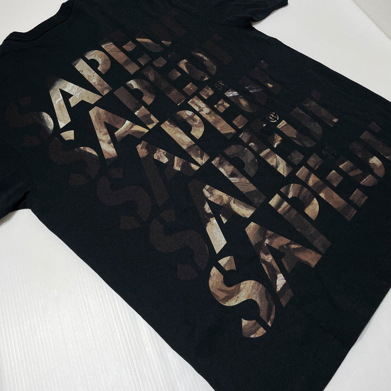 【中古品】【メンズ】 SAPEur サプール LOGO PRINT S/S TEE ロゴプリント ショートスリーブTシャツ 半袖トップス 142-260806-ss-02-tei サイズ：L　※タグ付き カラー：ブラック 万代Net店