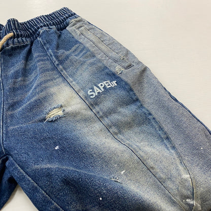 【現状渡し品】【メンズ】 SAPEUR サプール VINTAGE DENIM TRACK PANTS ヴィンテージ デニム トラック パンツ ボトムス ジーンズ 153-260724-sa-05-tei サイズ：L カラー：インディゴ 万代Net店