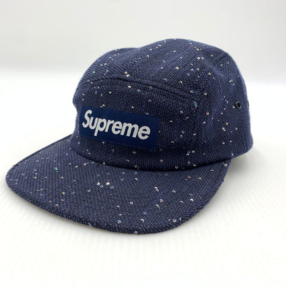 【中古品】【メンズ】 Supreme シュプリーム 16AW SEQUINS CAMP CAP シークイン キャンプキャップ 帽子 スパンコール 149-260723-ko-11-tei カラー：ネイビー 万代Net店