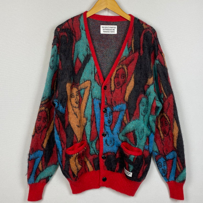 【中古品】【メンズ】 WACKO MARIA ワコ マリア YULA MOHAIR KNIT JACQUARD CARDIGAN 22FW-WMK-KN09 百女図 ユラ モヘア ニット ジャガード カーディガン 長袖 トップス 140-260724-sa-09-tei サイズ：M カラー：総柄 万代Net店