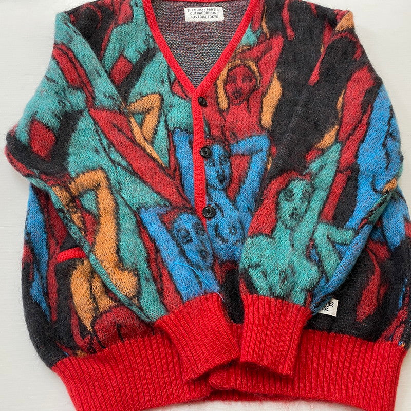 【中古品】【メンズ】 WACKO MARIA ワコ マリア YULA MOHAIR KNIT JACQUARD CARDIGAN 22FW-WMK-KN09 百女図 ユラ モヘア ニット ジャガード カーディガン 長袖 トップス 140-260724-sa-09-tei サイズ：M カラー：総柄 万代Net店