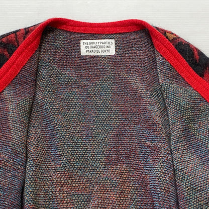 【中古品】【メンズ】 WACKO MARIA ワコ マリア YULA MOHAIR KNIT JACQUARD CARDIGAN 22FW-WMK-KN09 百女図 ユラ モヘア ニット ジャガード カーディガン 長袖 トップス 140-260724-sa-09-tei サイズ：M カラー：総柄 万代Net店