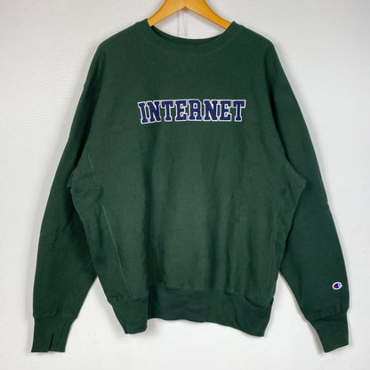 【中古品】【メンズ】 MERCEDES ANCHOR INC. アンカーインク × CHAMPION チャンピオン REVERSE WEAVE SWEAT "INTERNET" リバース ウェーブ スウェット インターネット 長袖 トップス トレーナー 140-260724-sa-12-tei サイズ：L カラー：グリーン 万代Net店