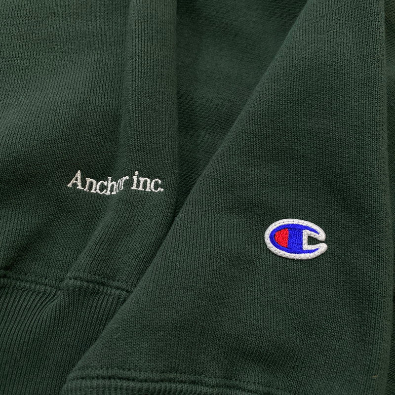 【中古品】【メンズ】 MERCEDES ANCHOR INC. アンカーインク × CHAMPION チャンピオン REVERSE WEAVE SWEAT "INTERNET" リバース ウェーブ スウェット インターネット 長袖 トップス トレーナー 140-260724-sa-12-tei サイズ：L カラー：グリーン 万代Net店