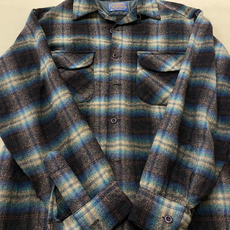 【現状渡し品】【メンズ】 PENDLETON ペンドルトン 70’s VINTAGE WOOL BOARD SHIRT 70年代 ヴィンテージ ウール ボワード シャツ 長袖 トップス 145-260724-sa-10-tei サイズ：L カラー：チェック 万代Net店